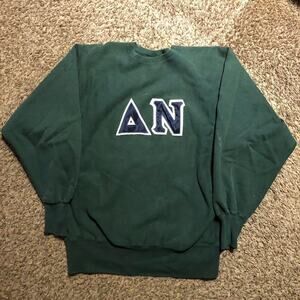 Vintage 90s Champion Reverse Weave Sweatshirt Green College Frat Sorority Greek